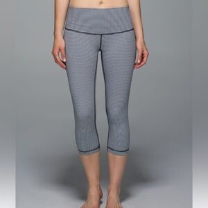 Lululemon Wunder Under Crop II Gingham Luon White Black